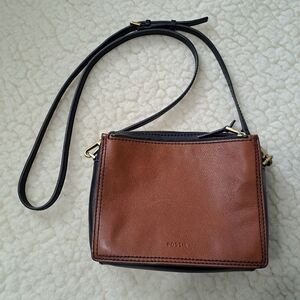 Fossil Campbell Brown & Black Leather Purse